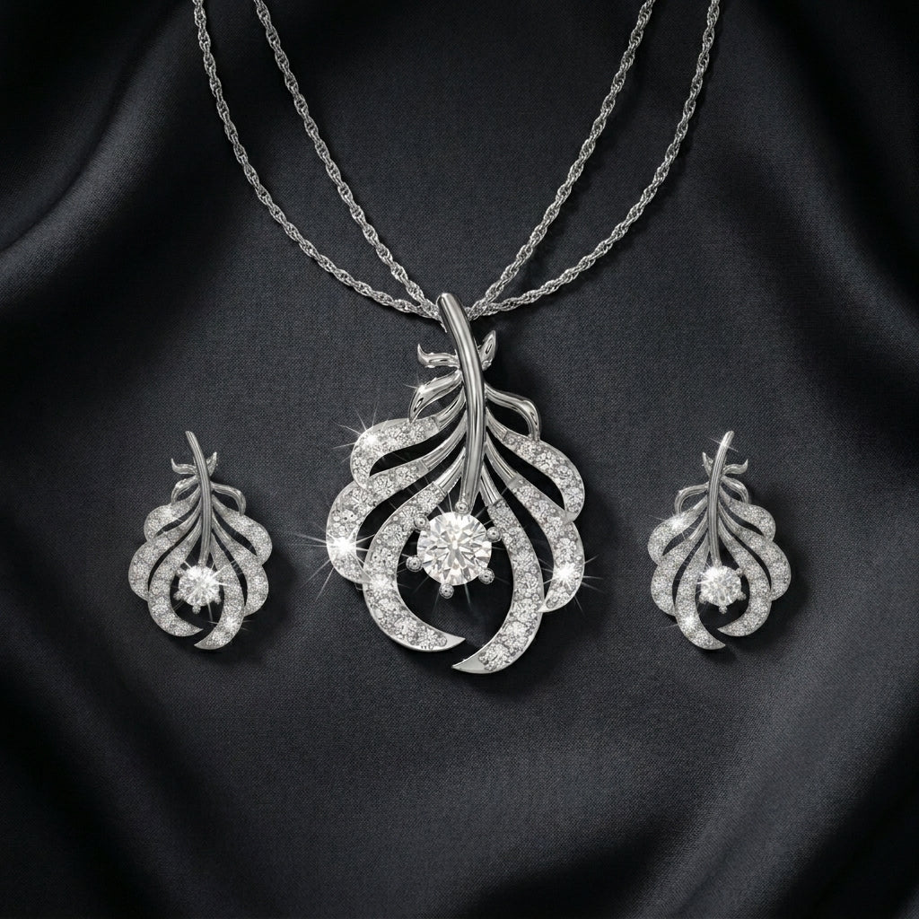 The Silver Fern Solitaire Collection Chain Pendant