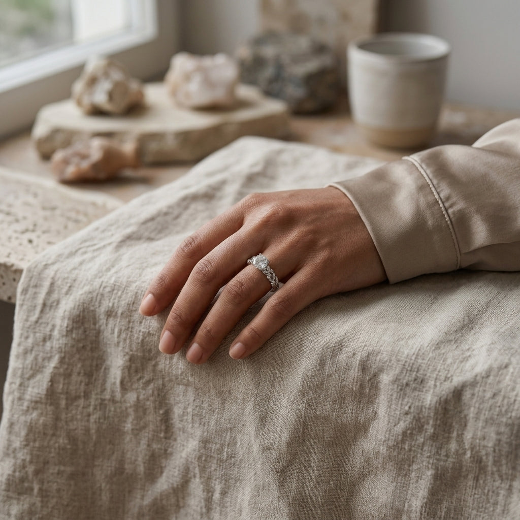 Sterling Silver Vine Leaf Adjustable Ring