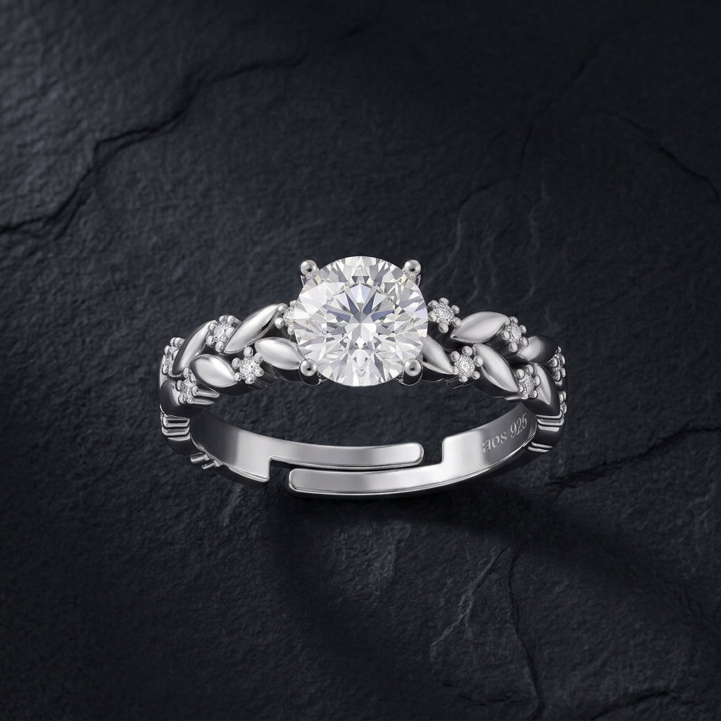 Sterling Silver Vine Leaf Adjustable Ring