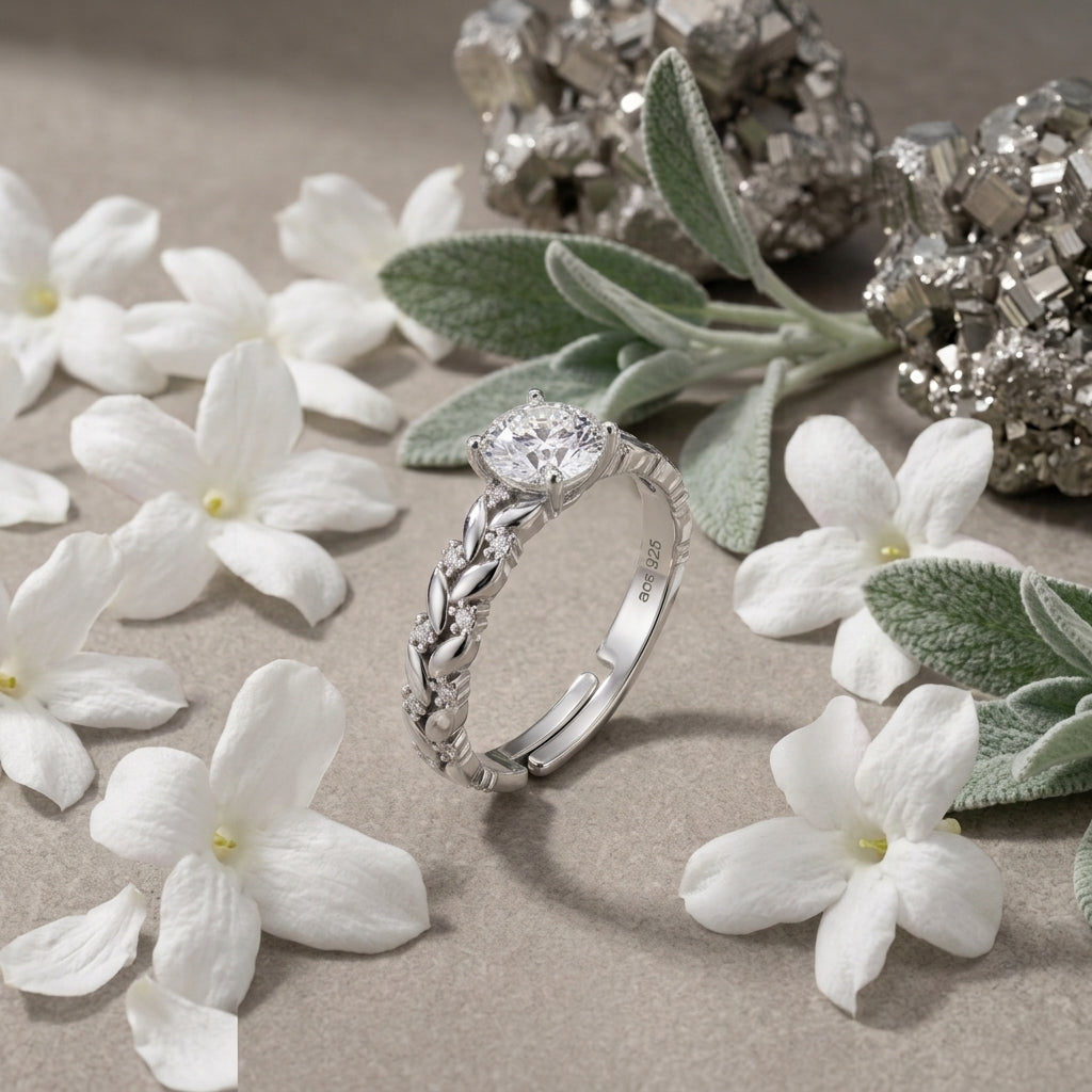 Sterling Silver Vine Leaf Adjustable Ring