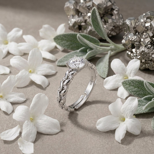 Sterling Silver Vine Leaf Adjustable Ring