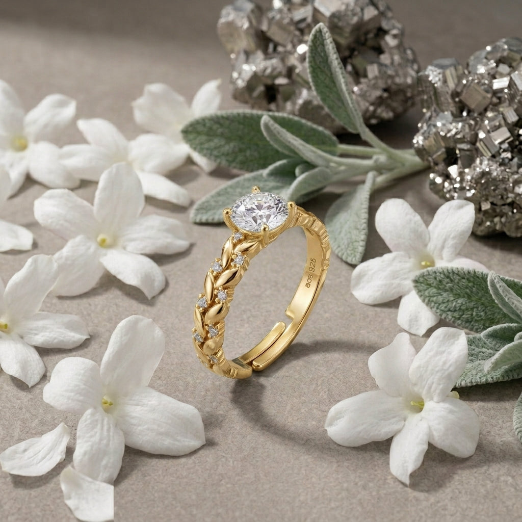 Sterling Silver Vine Leaf Adjustable Ring