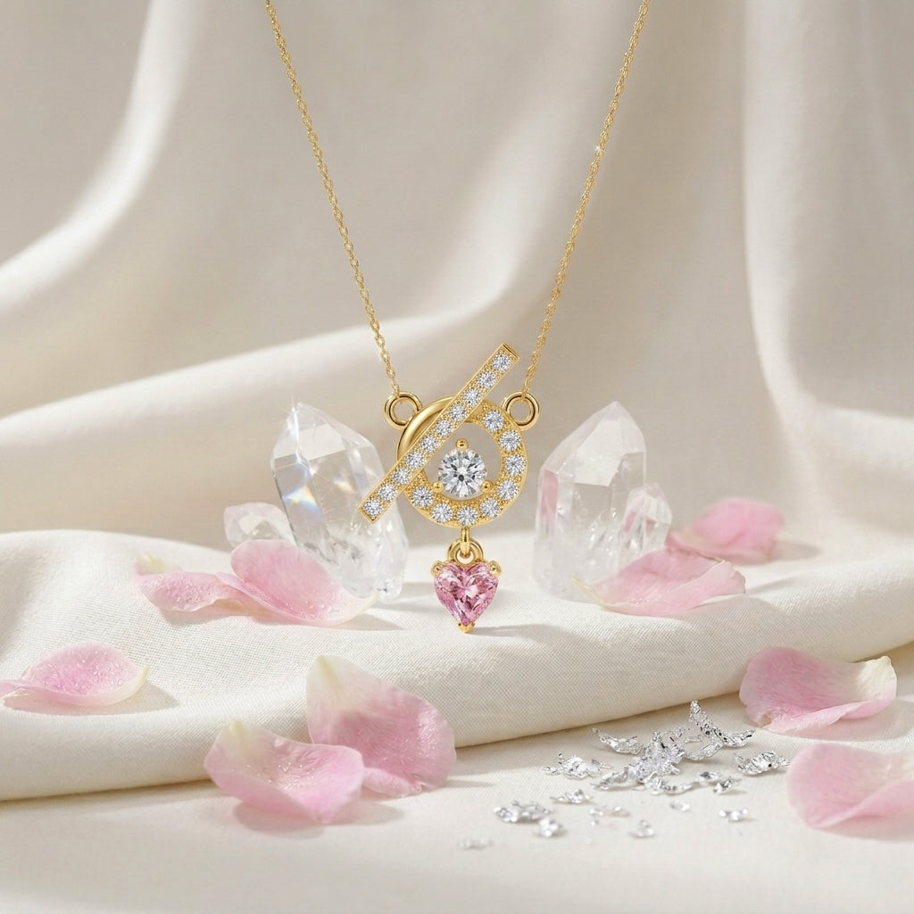 The Juliet Pink Heart Silver Chain Pendant