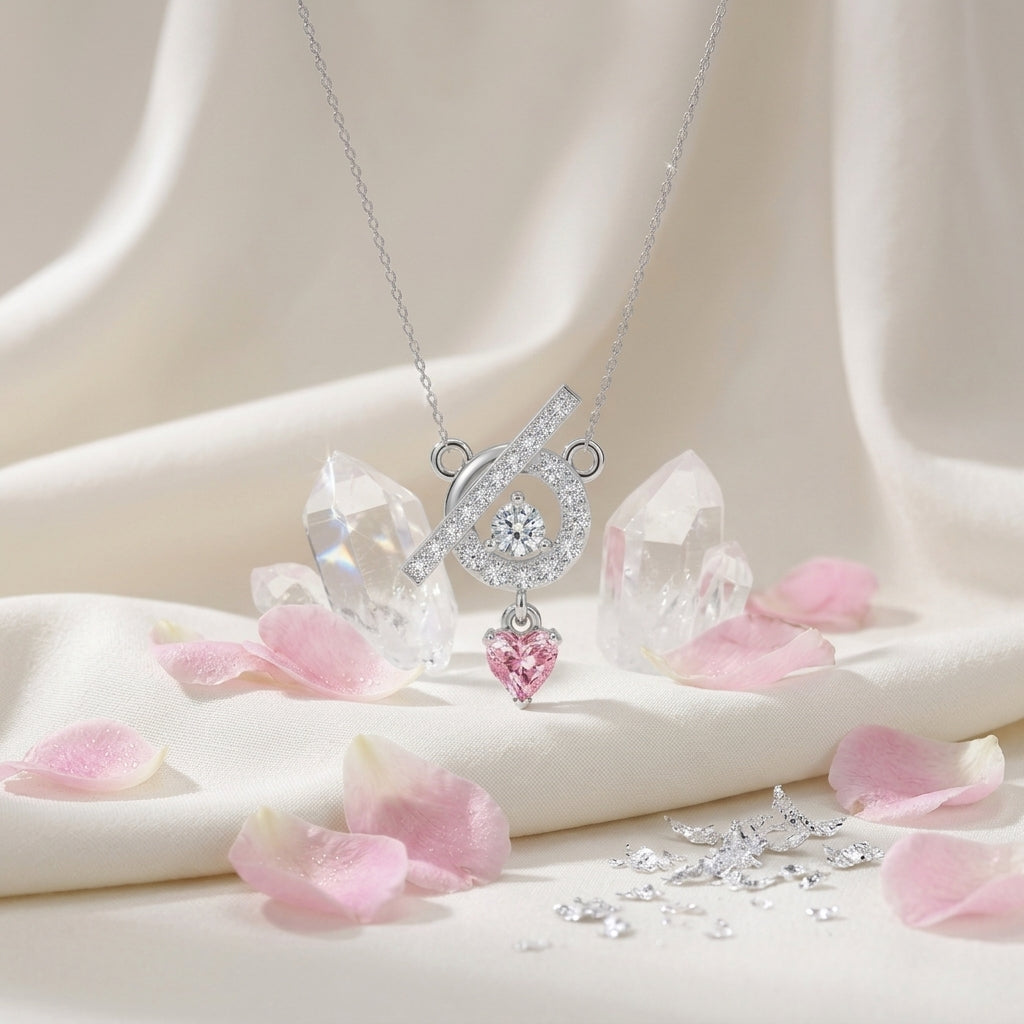 The Juliet Pink Heart Silver Chain Pendant