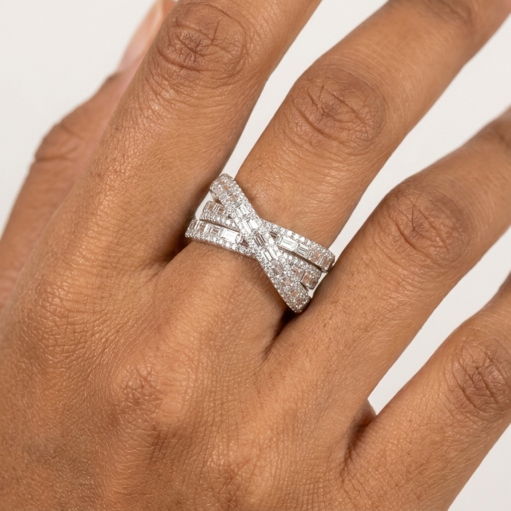 Multi-Band Intertwined Crisscross Silver Ring