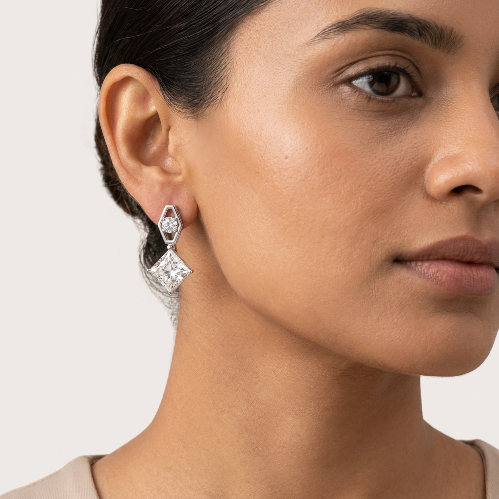 Modern Heirloom Silver Drop Earring