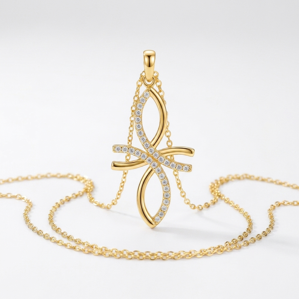 Sterling Silver Infinity Ribbon Chain Pendant