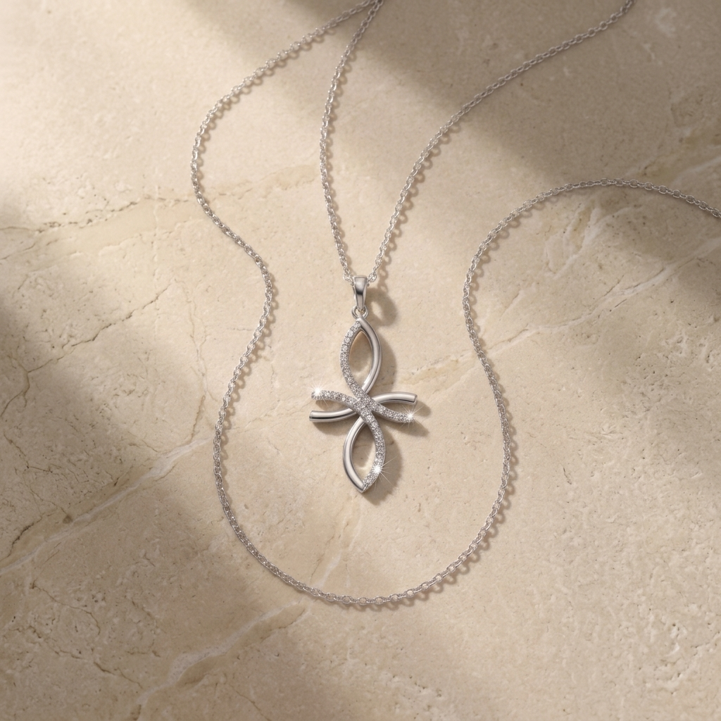 Sterling Silver Infinity Ribbon Chain Pendant