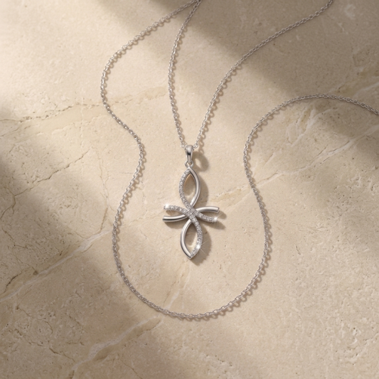 Sterling Silver Infinity Ribbon Chain Pendant