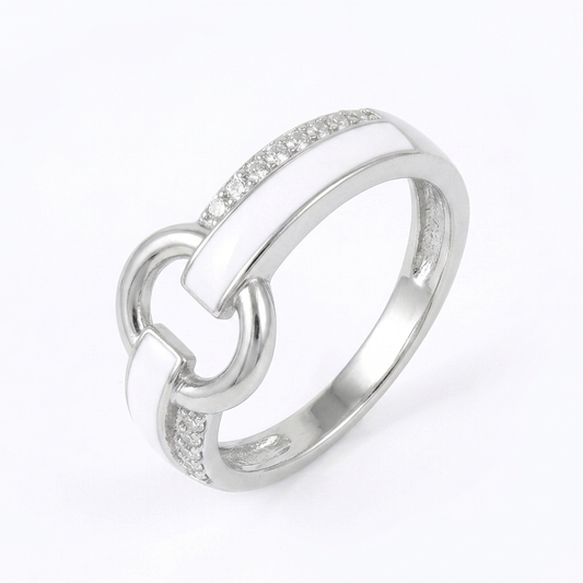 Modern Sterling Silver Interlocking Halo Band