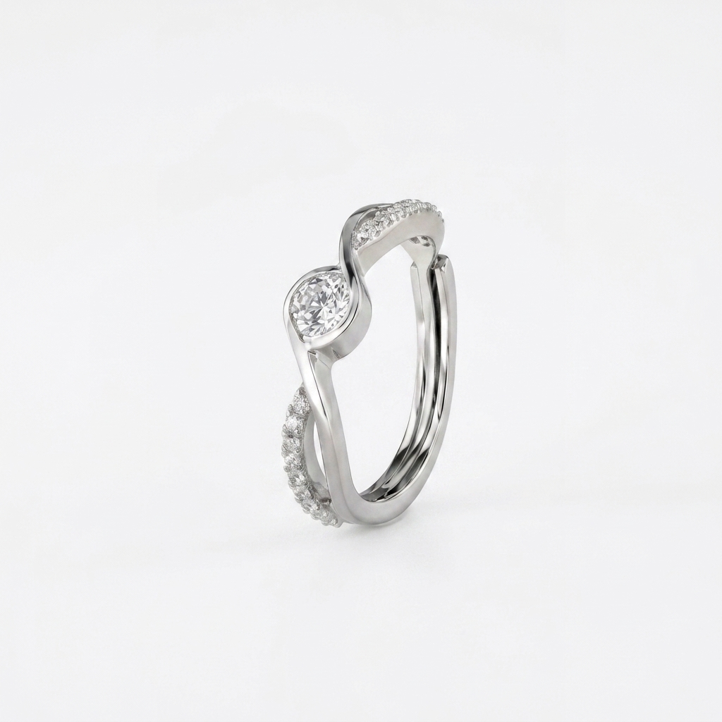 Sterling Silver Twisted Bezel Solitaire Ring
