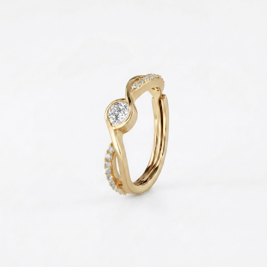 Sterling Silver Twisted Bezel Solitaire Ring