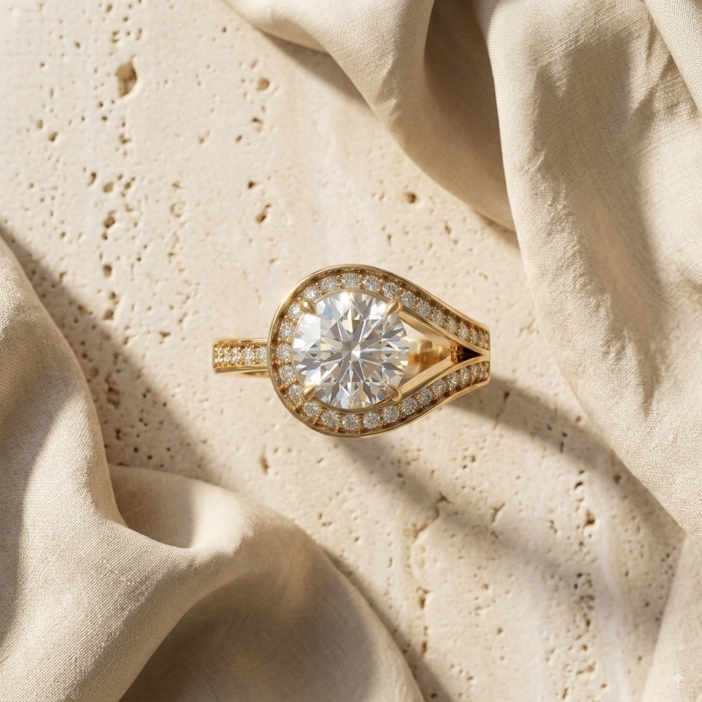Sparkling Pavé Orbit Silver Engagement Silver Ring