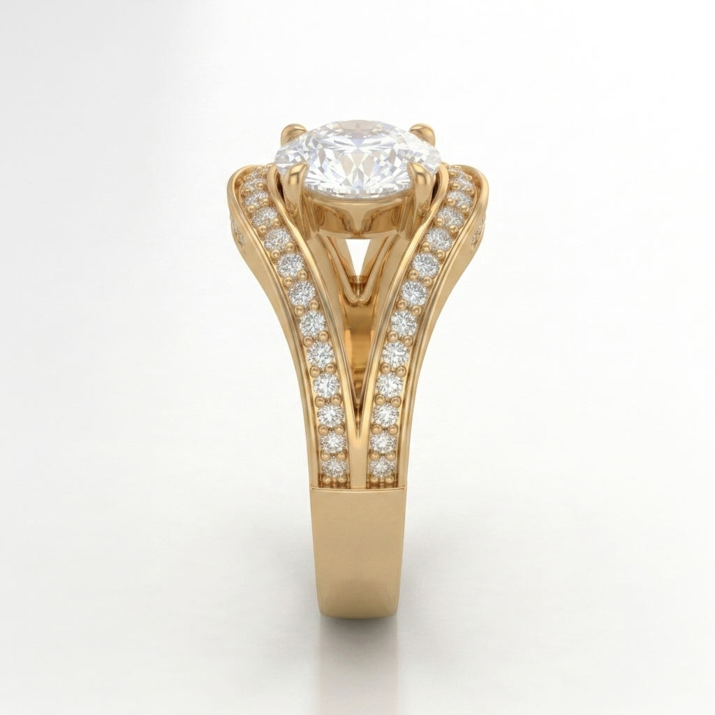 Sparkling Pavé Orbit Silver Engagement Silver Ring