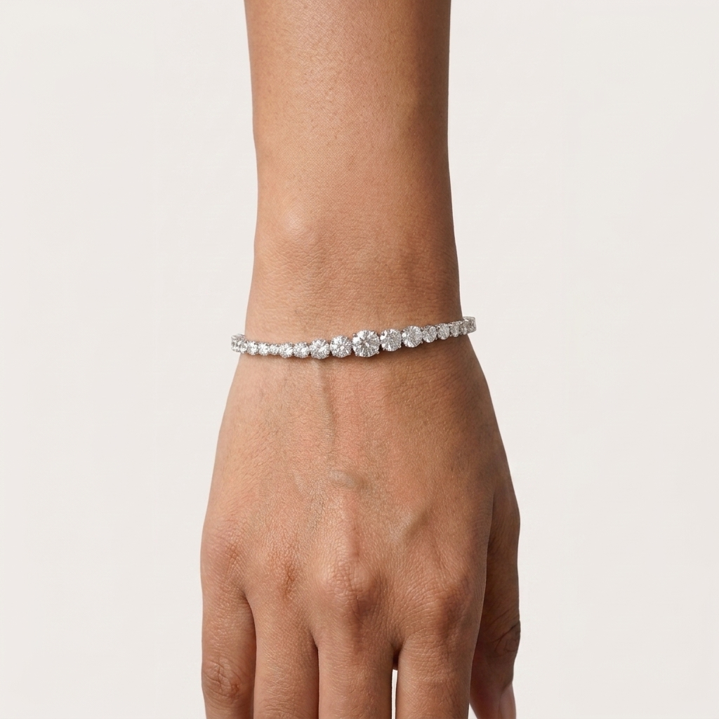 Classic Silver Tennis Bracelet with Graduated Center Stones