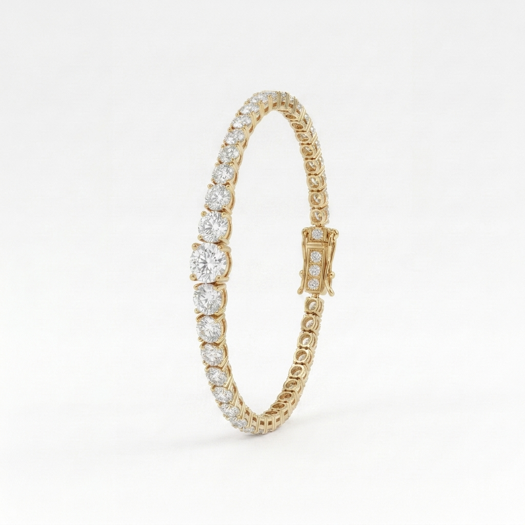 Classic Silver Tennis Bracelet with Graduated Center Stones