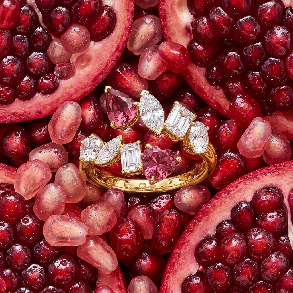 The "Crimson Romance" Multi-Stone Bypass Silver Ring