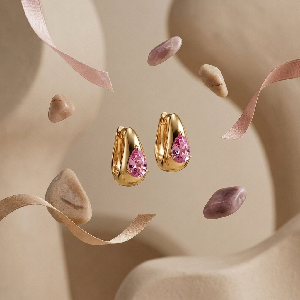 The "Blush Teardrop" Modern Silver Earrings
