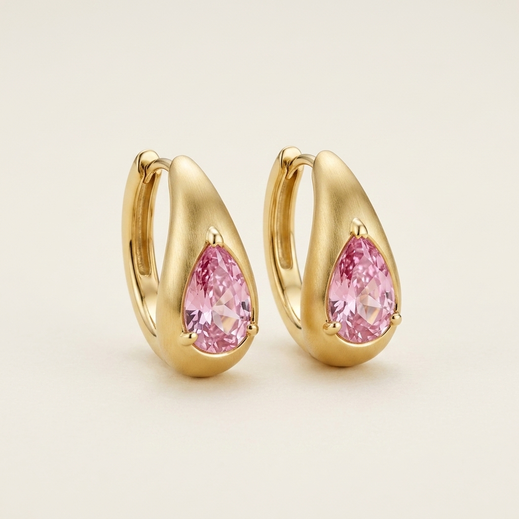 The "Blush Teardrop" Modern Silver Earrings