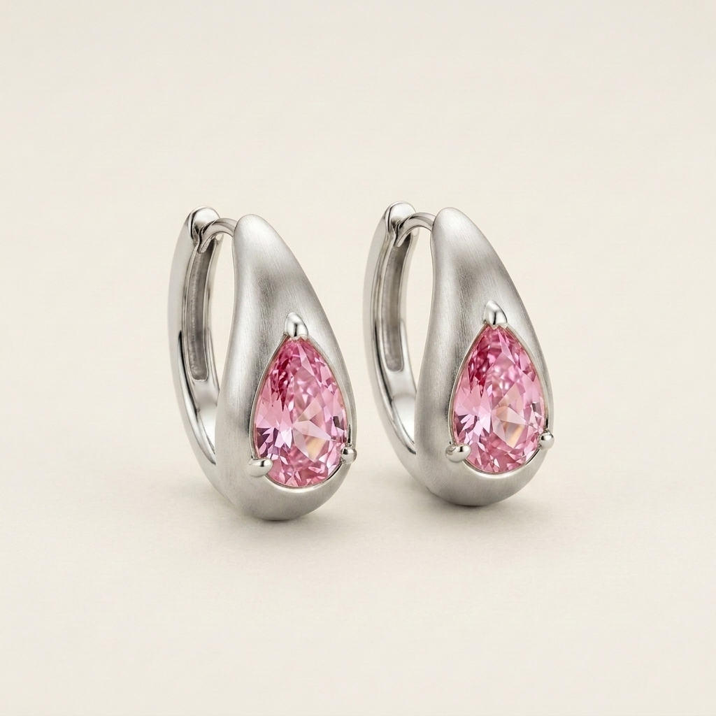 The "Blush Teardrop" Modern Silver Earrings
