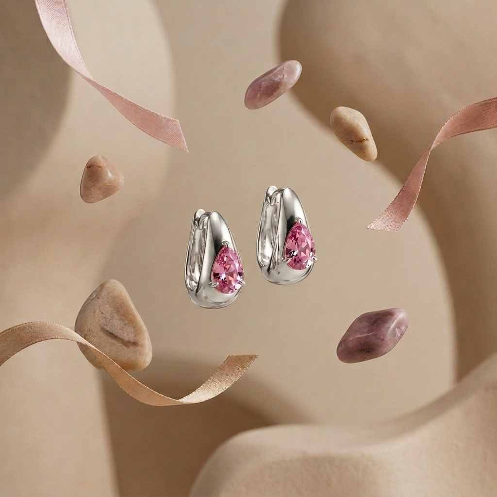 The "Blush Teardrop" Modern Silver Earrings