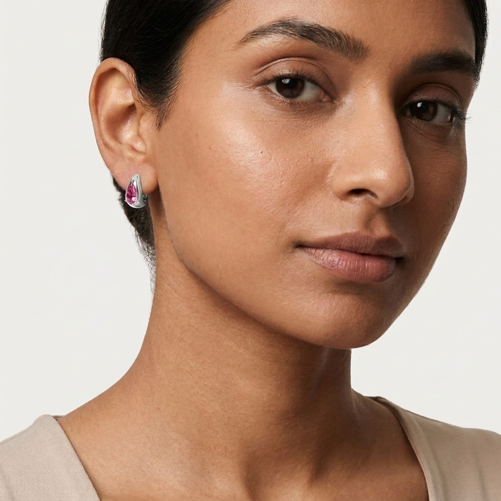 The "Blush Teardrop" Modern Silver Earrings