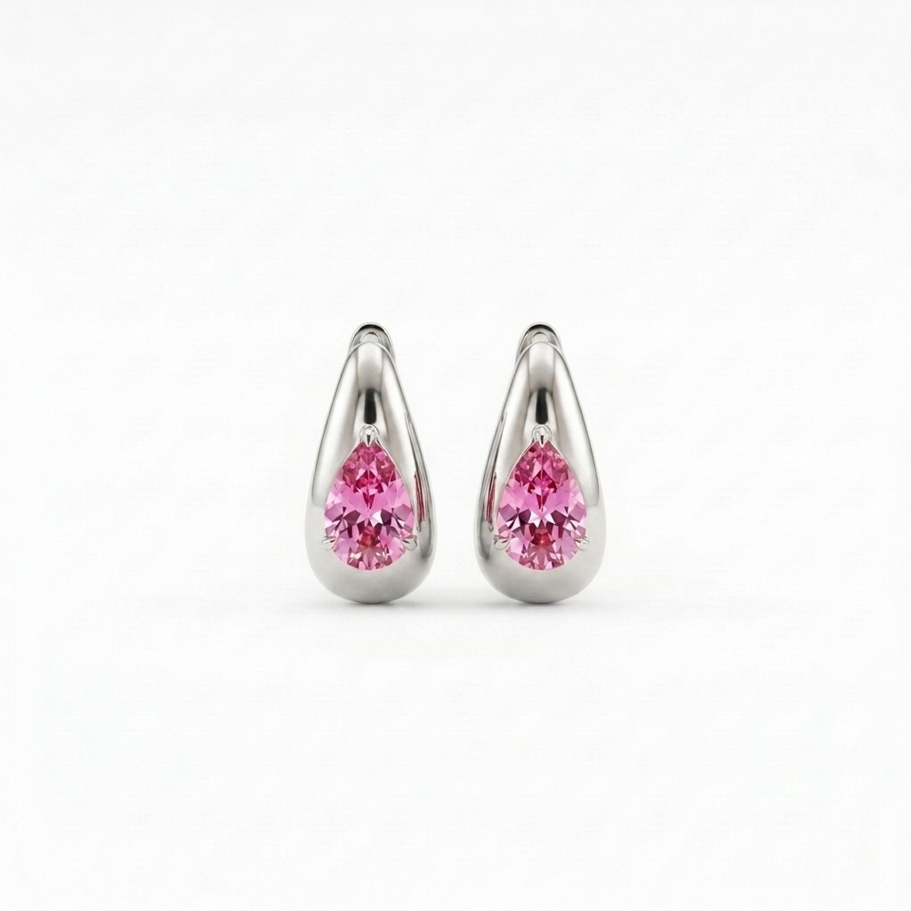 The "Blush Teardrop" Modern Silver Earrings