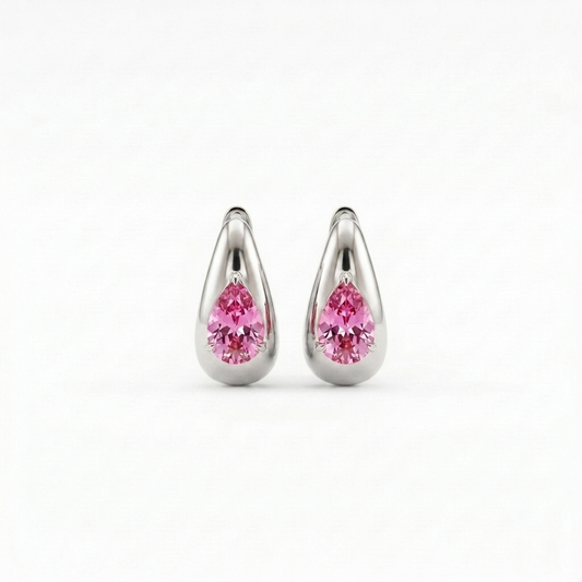 The "Blush Teardrop" Modern Silver Earrings
