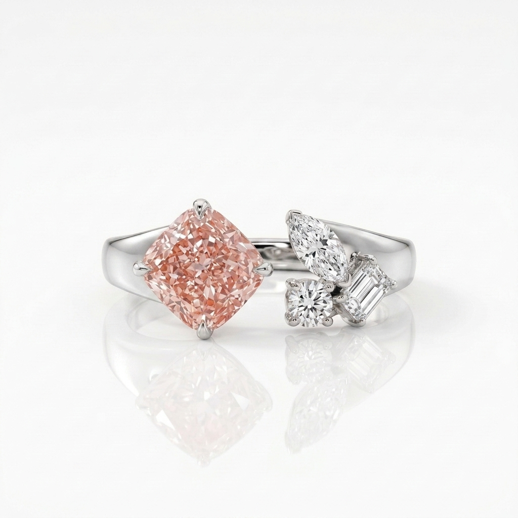 The "Blush & Ice" Asymmetrical Open Ring