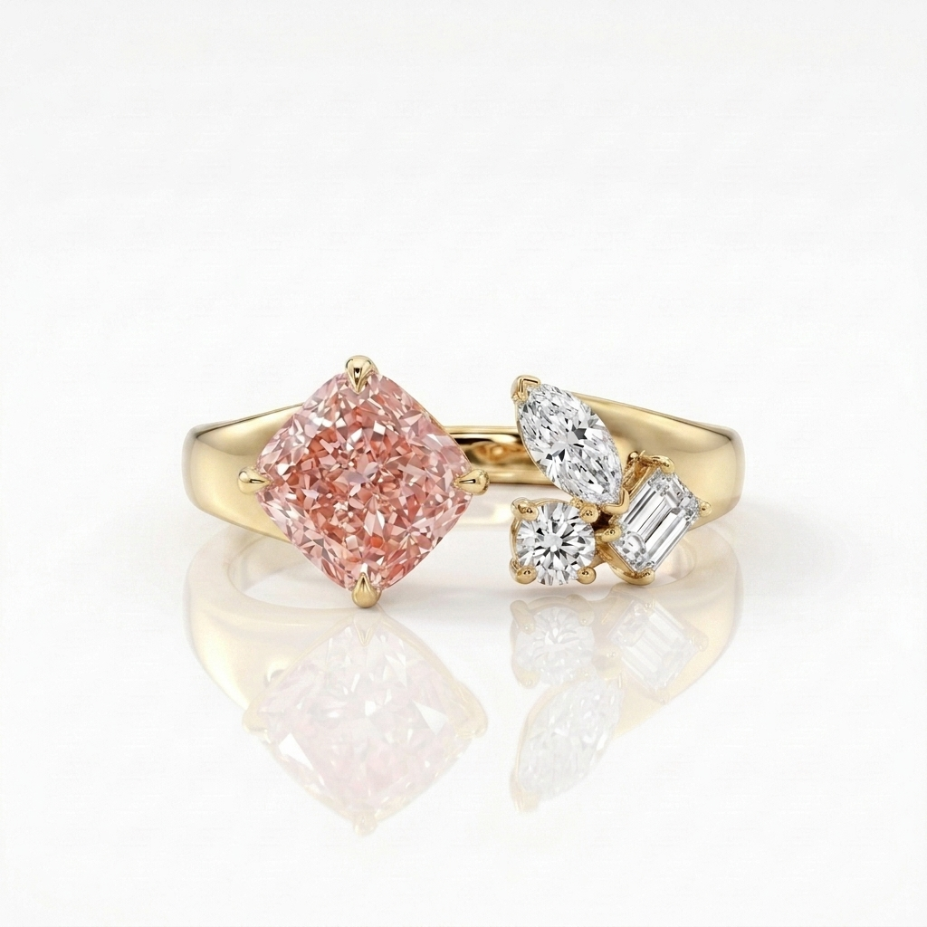 The "Blush & Ice" Asymmetrical Open Ring