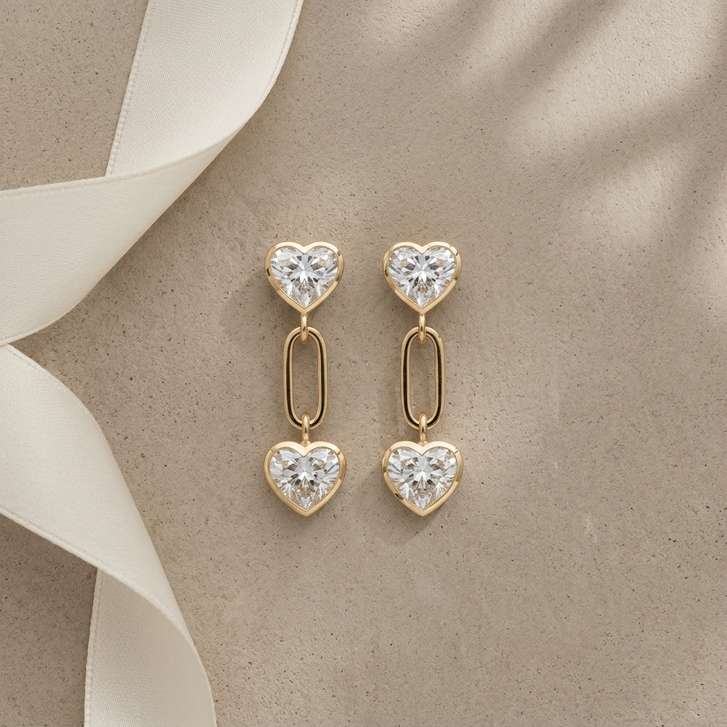 The "Tethered Hearts" Silver Drop Earrings