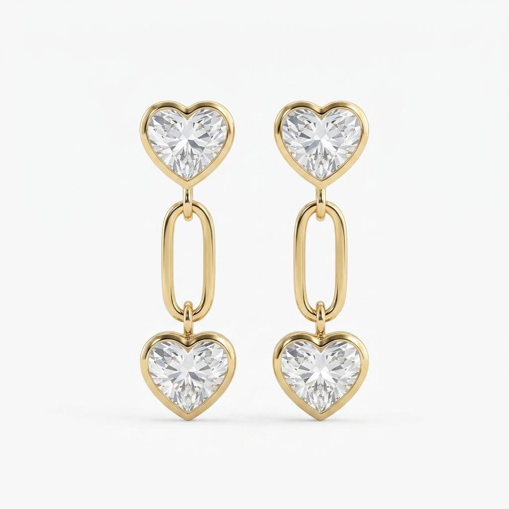 The "Tethered Hearts" Silver Drop Earrings