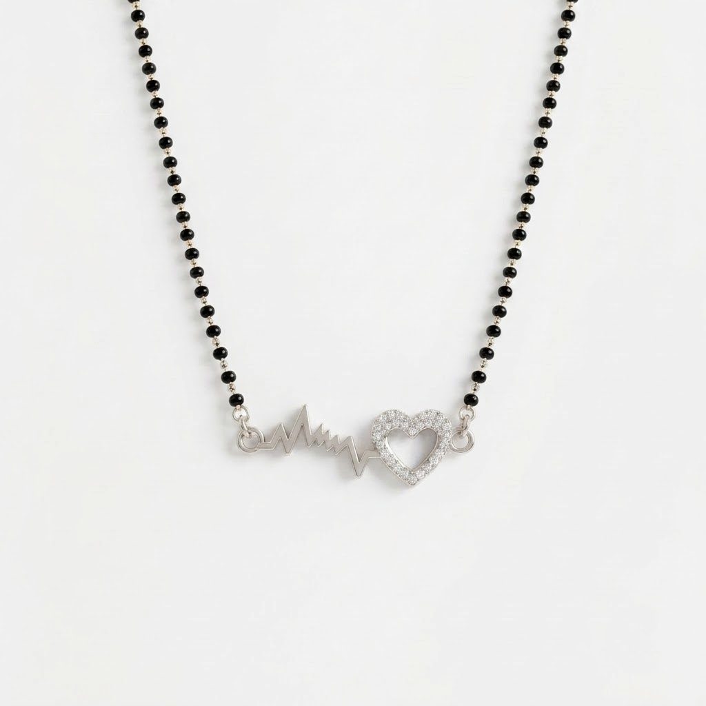 925 Sterling Silver Heartbeat Mangalsutra