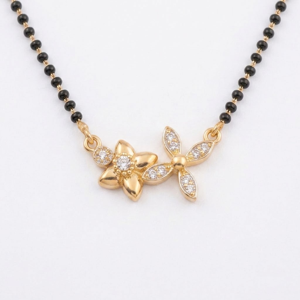 925 Sterling Silver Double Floral Mangalsutra