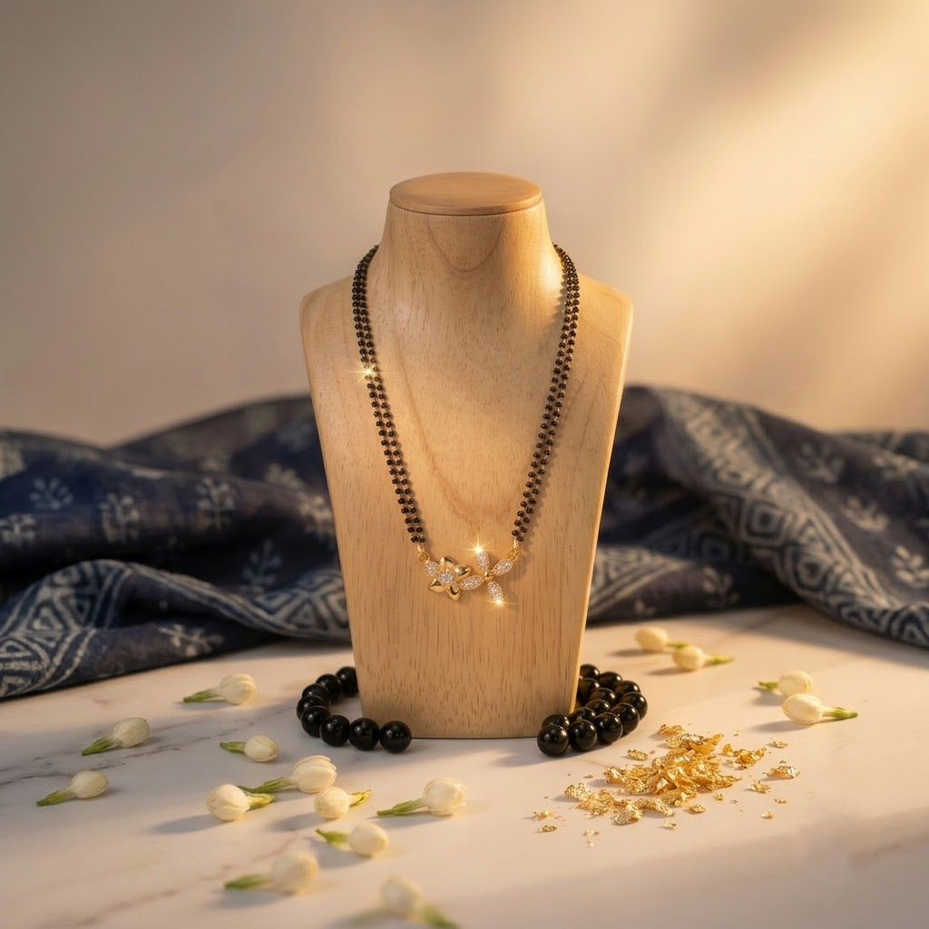 925 Sterling Silver Double Floral Mangalsutra