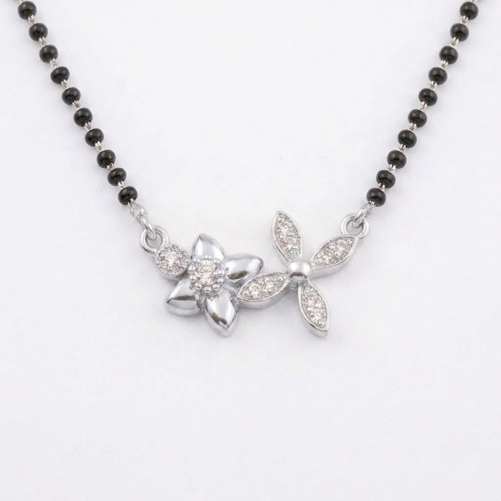 925 Sterling Silver Double Floral Mangalsutra