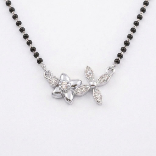 925 Sterling Silver Double Floral Mangalsutra