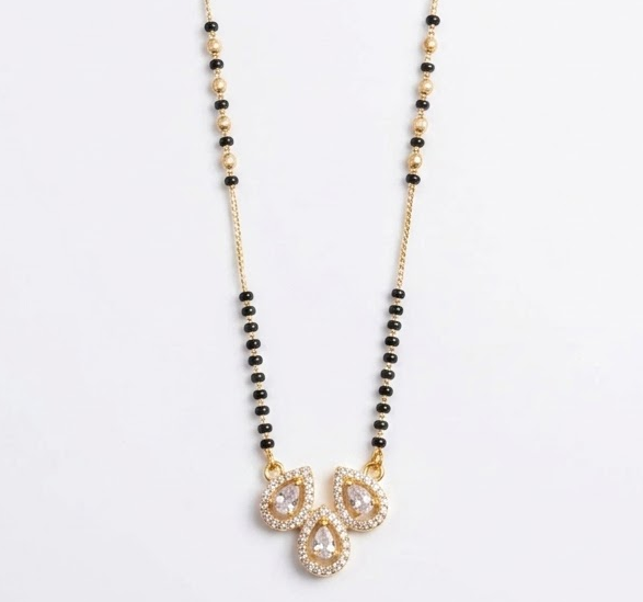 925 Sterling Silver Mangalsutra with Pear-Cut Halos