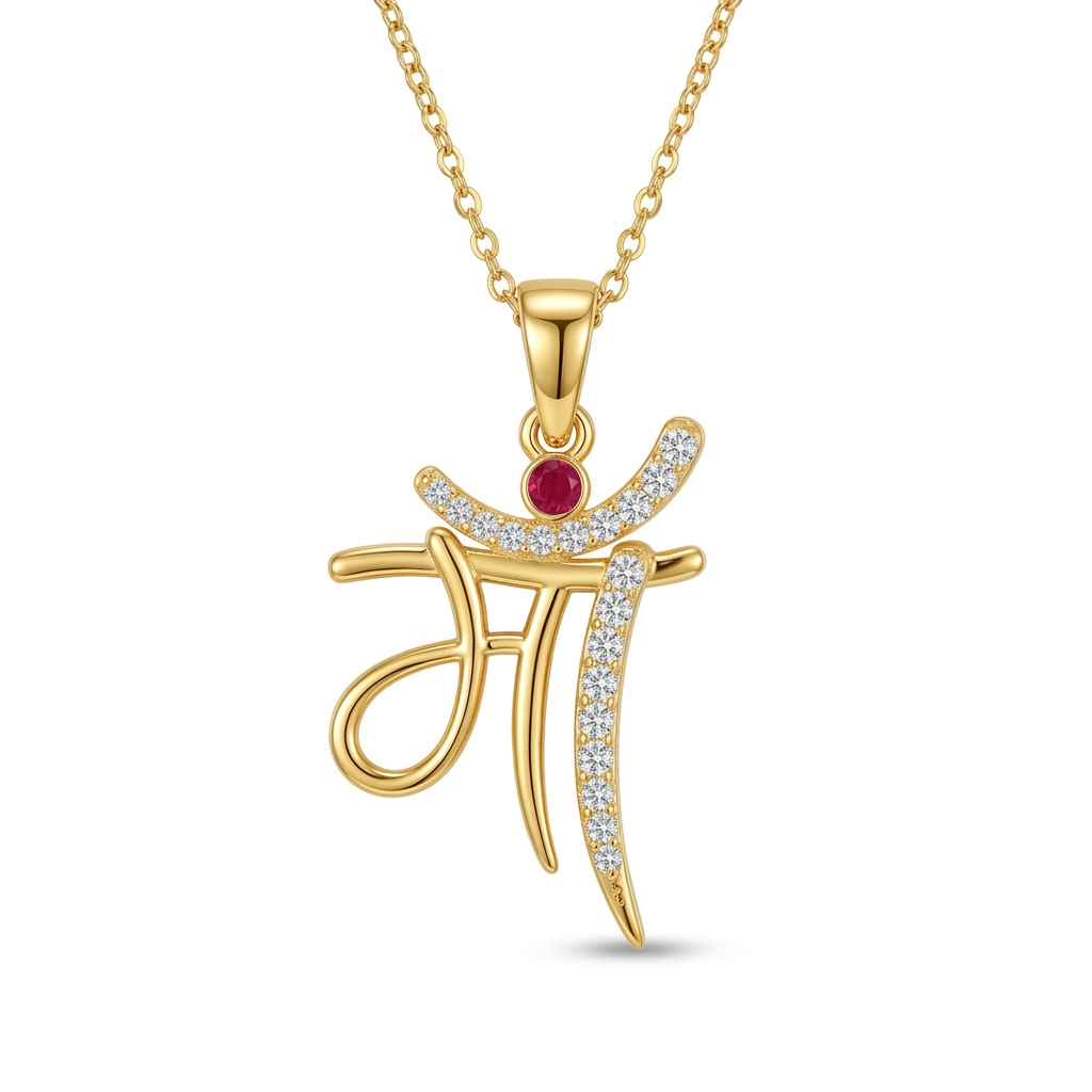 925 Sterling Silver "Maa" Hindi Script Pendant