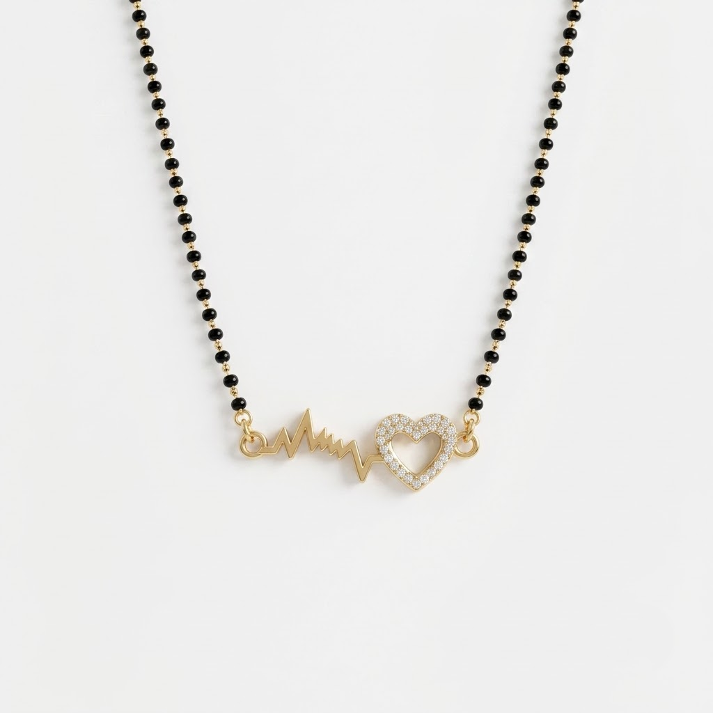 925 Sterling Silver Heartbeat Mangalsutra