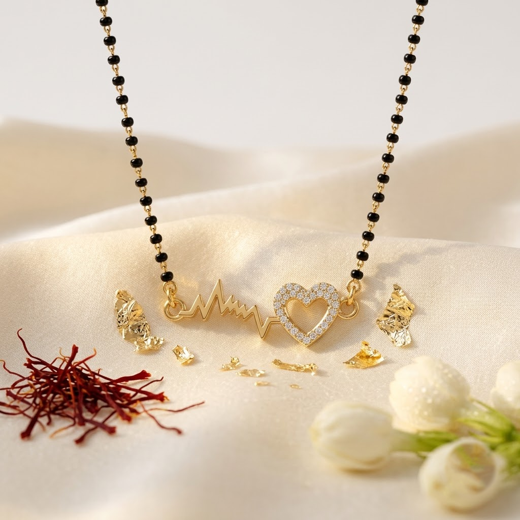 925 Sterling Silver Heartbeat Mangalsutra