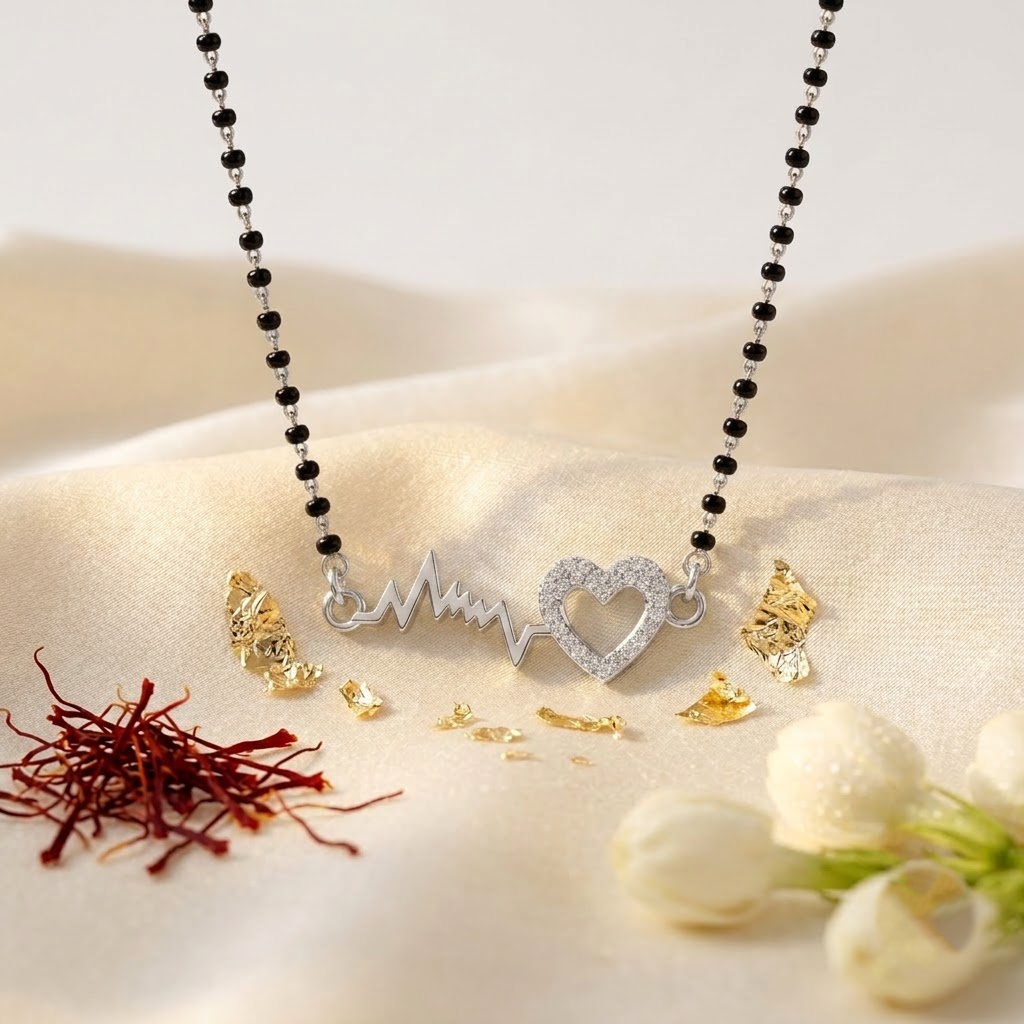 925 Sterling Silver Heartbeat Mangalsutra