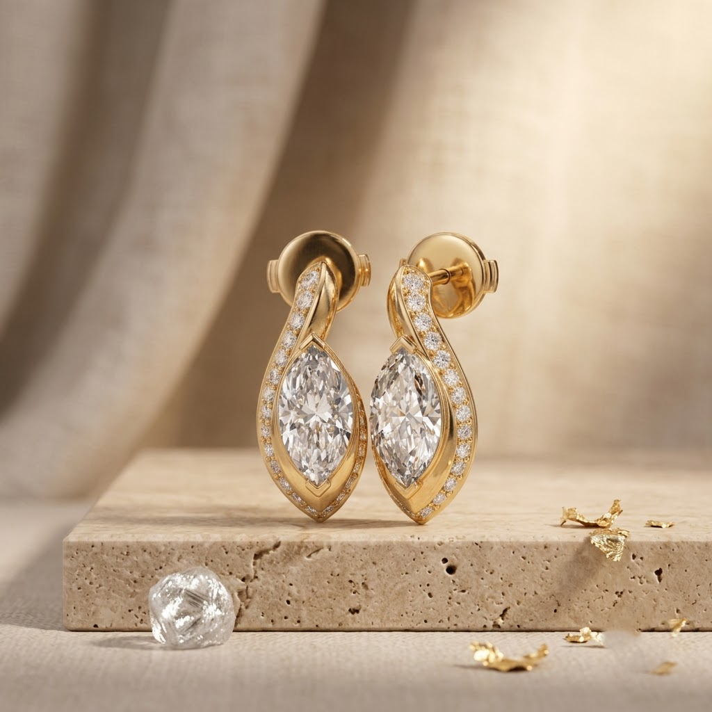Pavé Sweep Marquise Drop Earrings