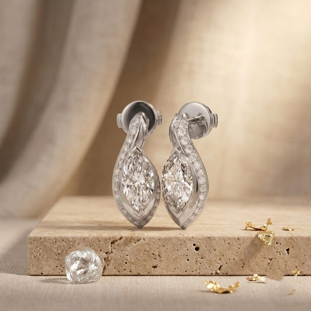 Pavé Sweep Marquise Drop Earrings