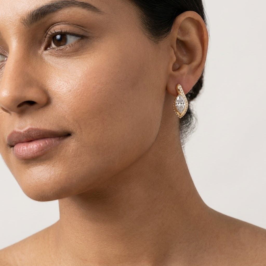 Pavé Sweep Marquise Drop Earrings