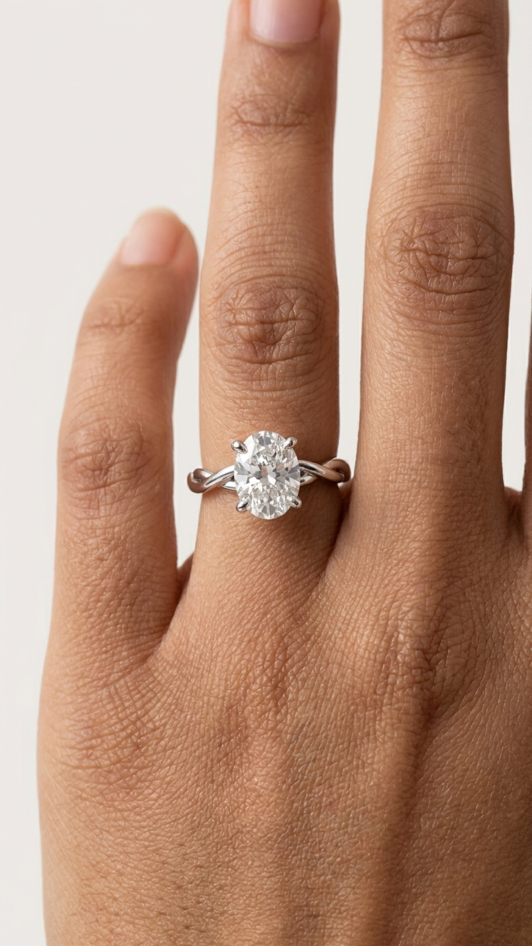 The Eternity Oval: Twisted Vine Solitaire Ring