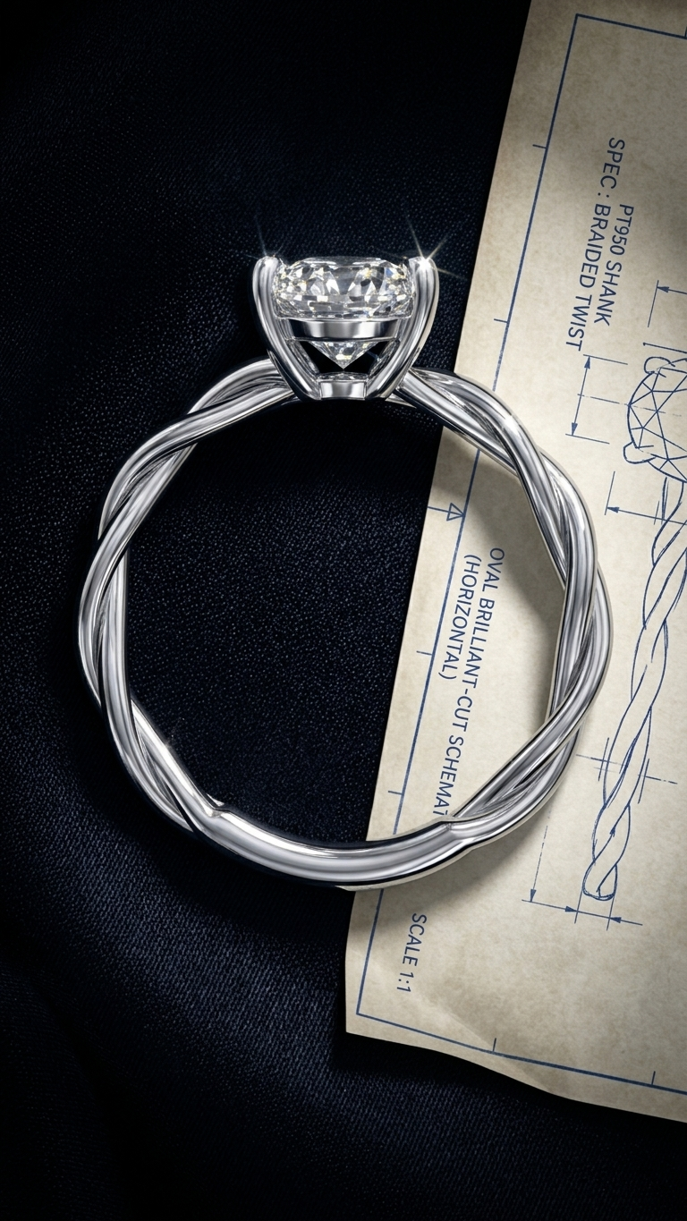 The Eternity Oval: Twisted Vine Solitaire Ring