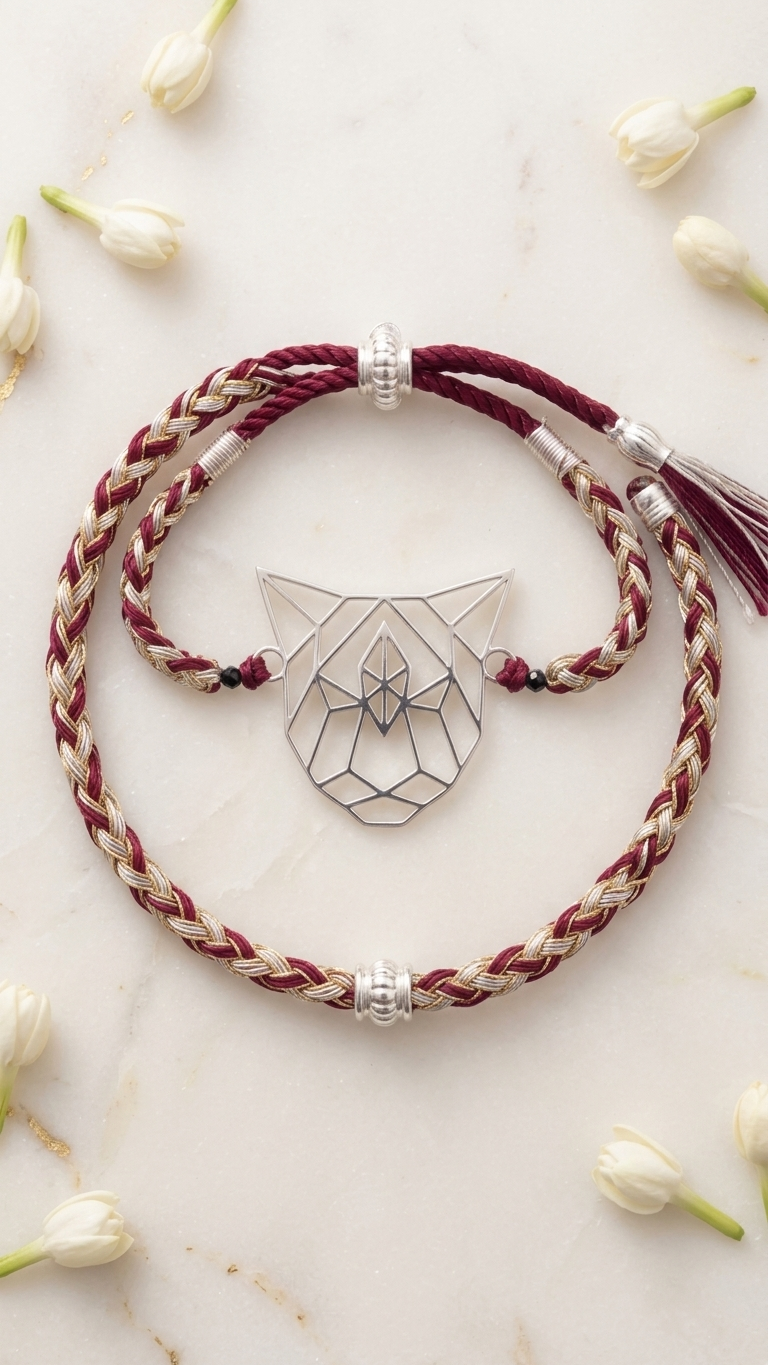 Modern Geometric Silver Rakhi