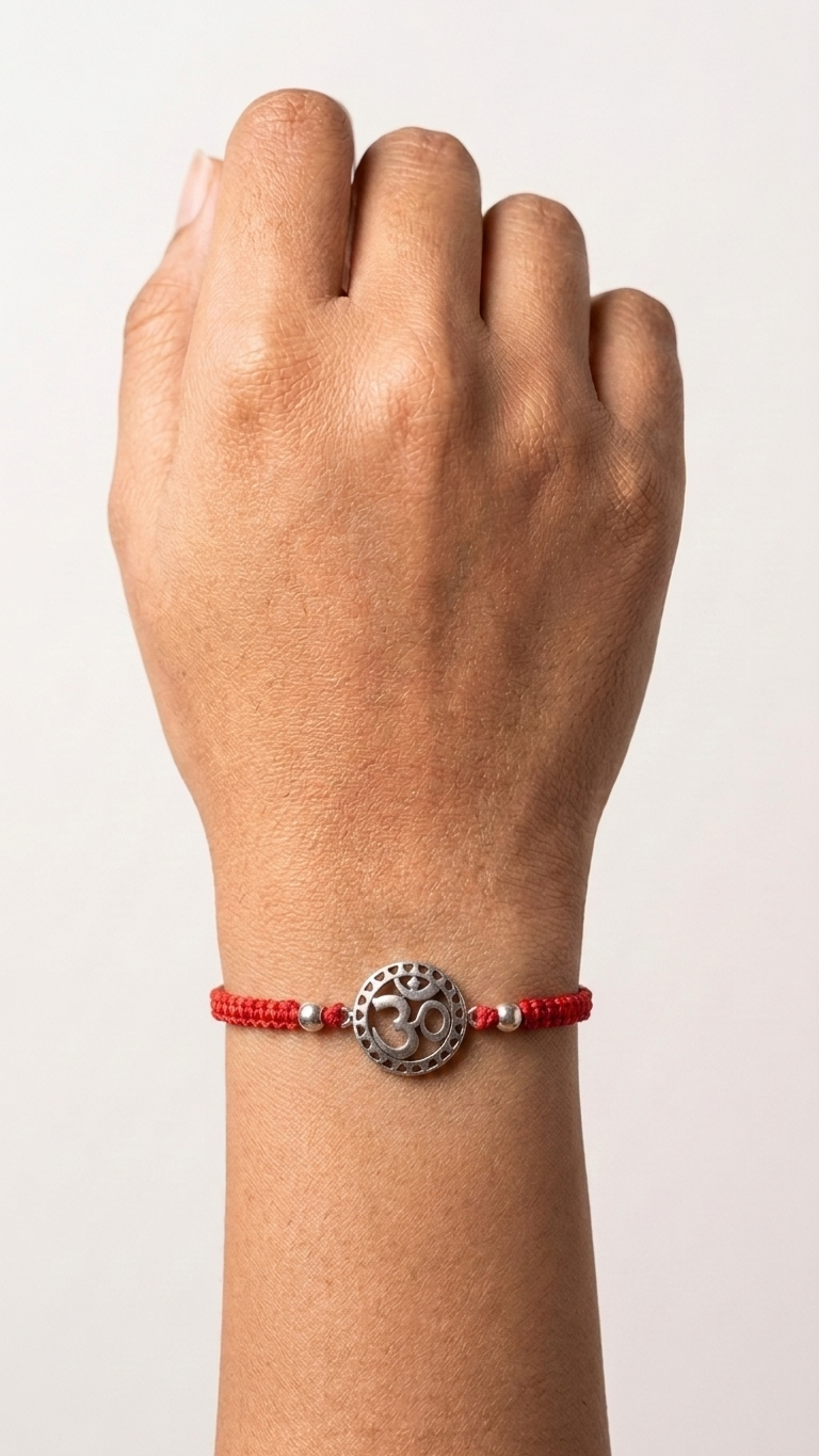 classic om 925 silver rakhi