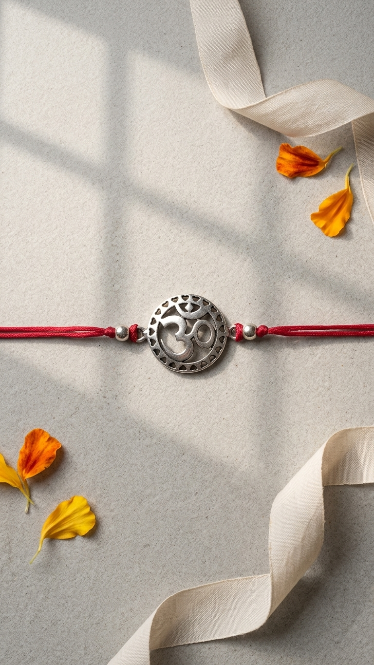classic om 925 silver rakhi